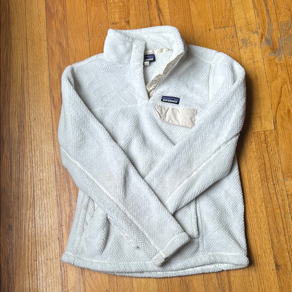 Patagonia Cream Cowl Neck Sweater Plush Fleece